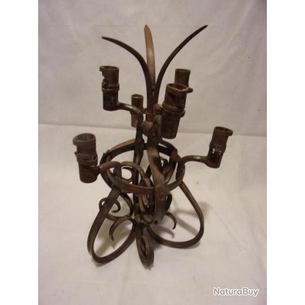 CHANDELIER LUSTRE lctrifi fait en arsenal de 6 baonnettes de 1822