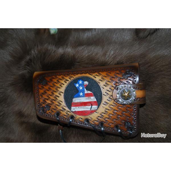 cartouchi�re de crosse en cuir  pour levier sous garde Winchester 94 - cal 30-30 - cowboy