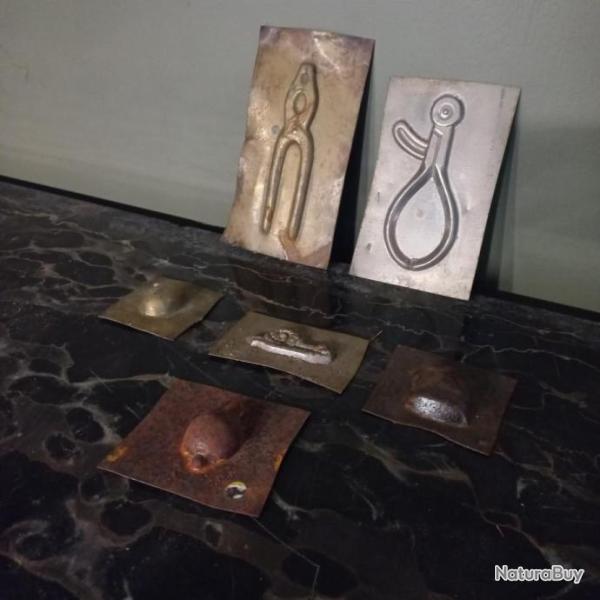 ANCIEN OUTIL & VIEUX METIERS  Joli lot  de moules pour chocolat individuel du XIX �me  Divers sujets