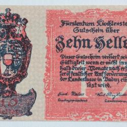 Billet 10 Heller Liechtenstein 1920 neuf