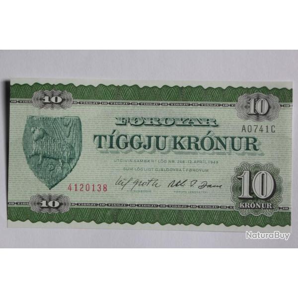 Billet 10 Kronur �le F�ro� 1978 neuf