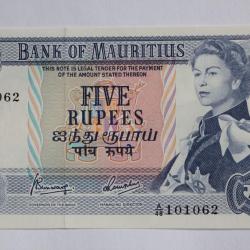 Billet 5 Rupees Mauritius &Icirc;le Maurice 1967 pr. neuf