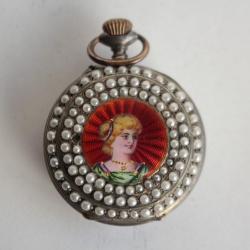 Montre de gousset argent &eacute;mail guilloch&eacute;