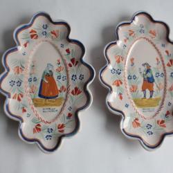 Paire Raviers c&eacute;ramique Henriot Quimper