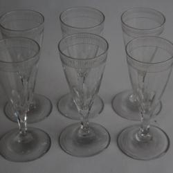 Six Verres cristal taill&eacute; Empire