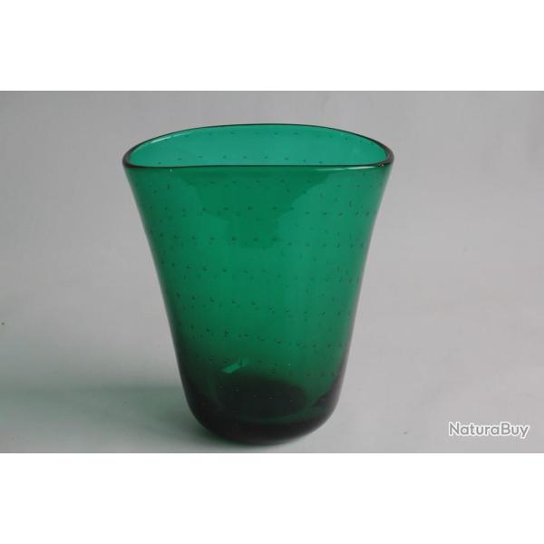 Vase verre vert Murano bullicante