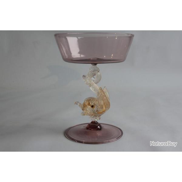 MURANO Coupe Verre dauphin Salviati