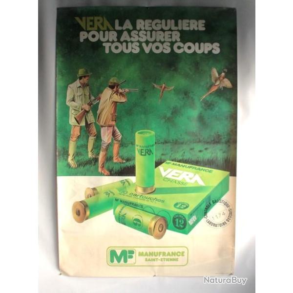 Affiche publicitaire Manufrance Cartouches Vera Chasse