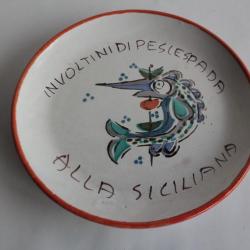 Giovanni DE SIMONE Plat c&eacute;ramique Poisson Espadon Italie