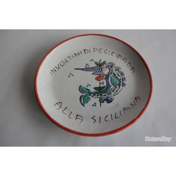 Giovanni DE SIMONE Plat c�ramique Poisson Espadon Italie