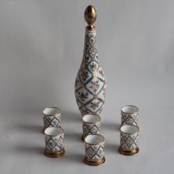 Service &agrave; liqueur porcelaine argent vermeil