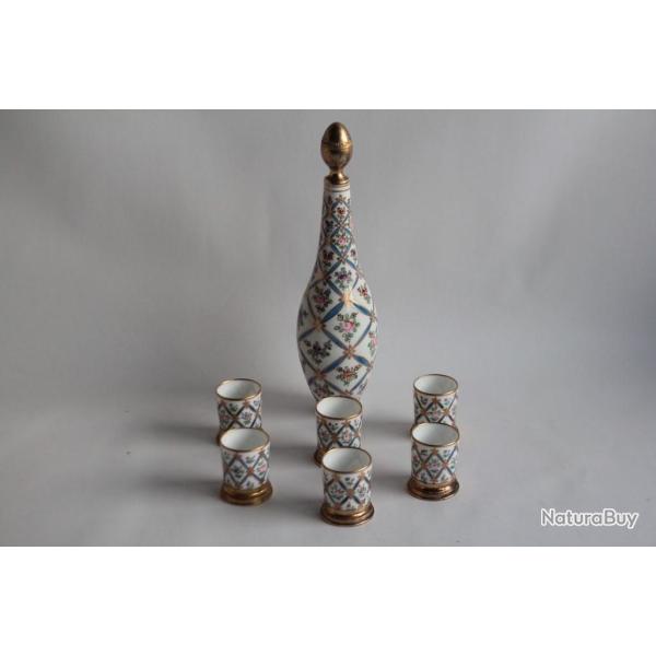 Service � liqueur porcelaine argent vermeil
