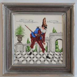 Carreau Faïence peinte comédie italienne