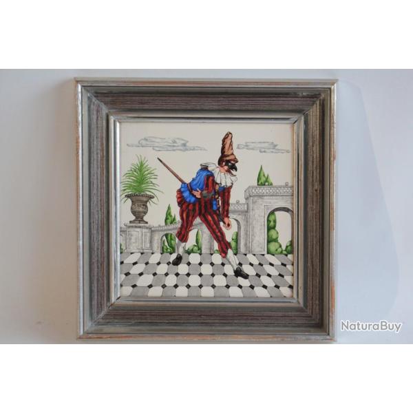 Carreau Fa�ence peinte com�die italienne