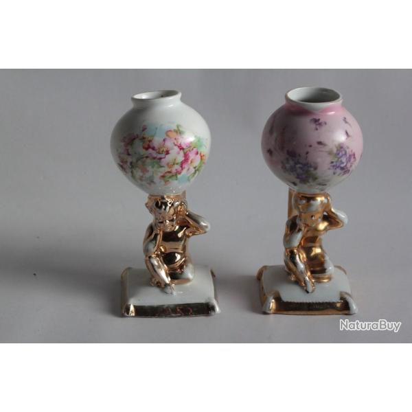 Paire vases porcelaine Anges Vieux Paris Napol�on III