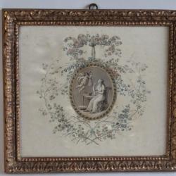 Ancienne soie peinte Napoléon III Amour