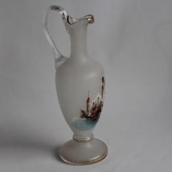 Aiguière verre givré émaillé