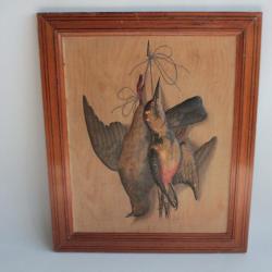 Tableau Chromolithographie nature morte gibier chasse