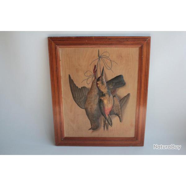 Tableau Chromolithographie nature morte gibier chasse