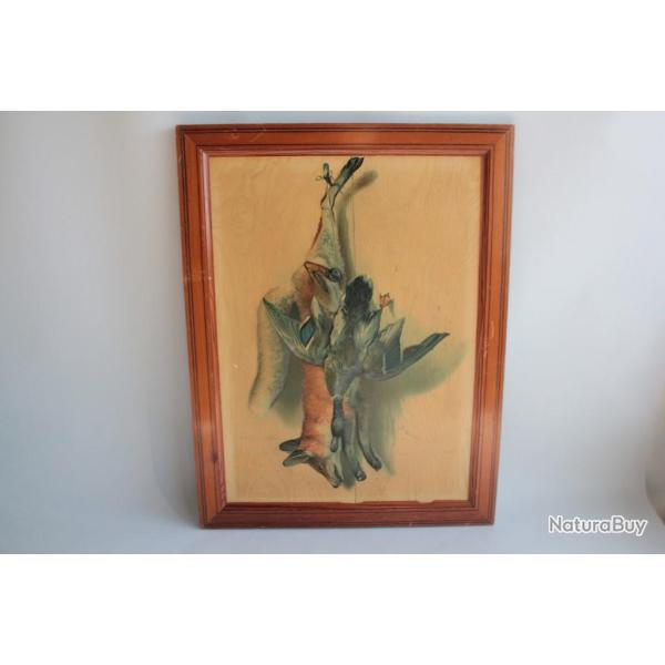 Tableau Chromolithographie nature morte gibier chasse