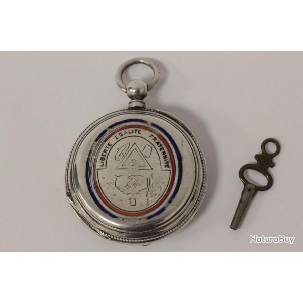 Montre de gousset Franc-ma�on argent Libert� �galit� Fraternit�