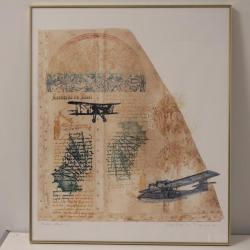 Lithographie Leentje LINDERS Macchina Volante Léonard de Vinci