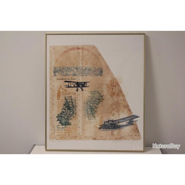 Lithographie Leentje LINDERS Macchina Volante L�onard de Vinci