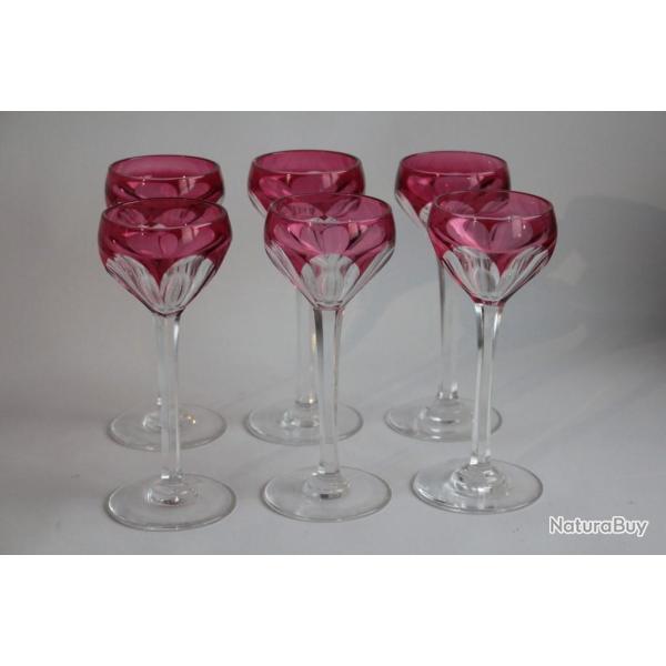 SAINT LOUIS 6 Verres cristal Joseph rouge