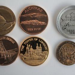 6 Jetons souvenir comm&eacute;moration monuments historique