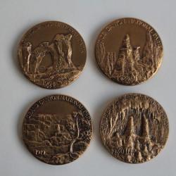 4 Jetons souvenir am&eacute;ricain centenaire parc nationaux 1872-1972