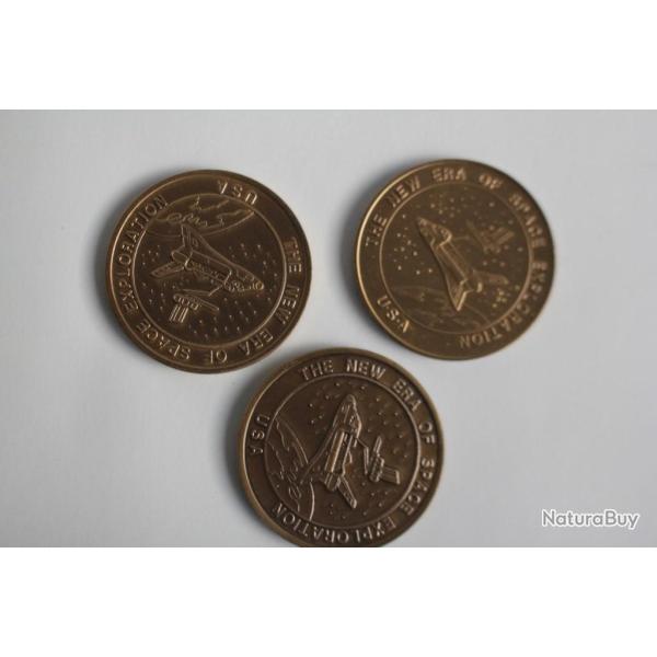 3 Jetons souvenir exploration spatiale am�ricaine ann�es 90 USA
