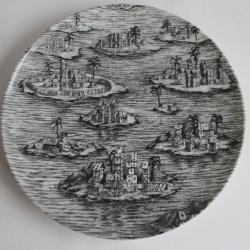 Piero FORNASETTI Assiette Citta Di Carte Italie