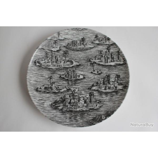 Piero FORNASETTI Assiette Citta Di Carte Italie