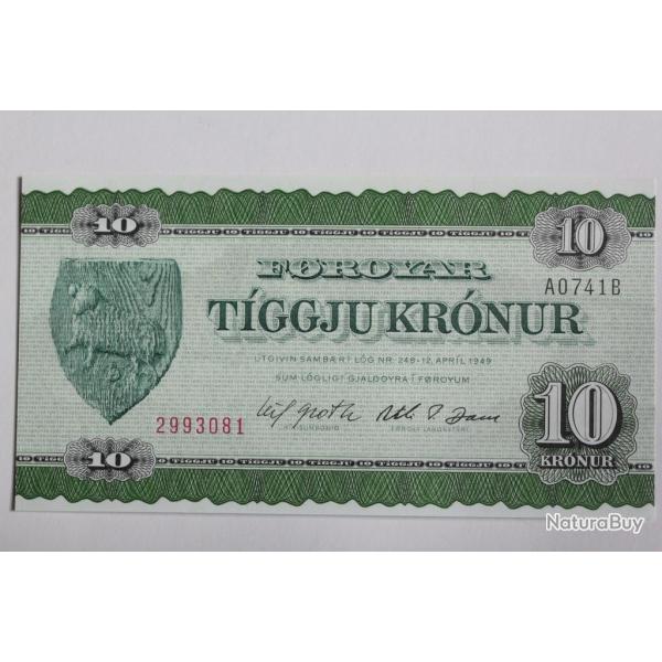Billet 10 Kronur �le F�ro� 1978 neuf