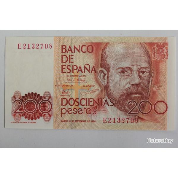 Billet 200 Pesetas Espagne 1980 neuf
