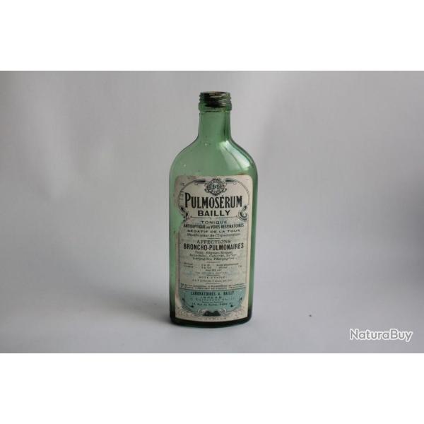 Ancienne bouteille m�dicaments Pulmos�rum bailly Paris 1928