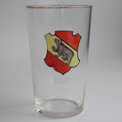 Ancien verre émaillé Souvenir Armoiries Berne Ours Suisse