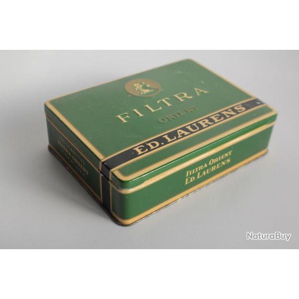 Boite a cigarettes t�le lithographi�e ED. LAURENS Vert Filtra Orient tabac
