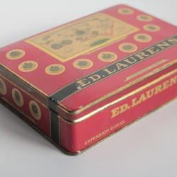 Boite a cigarettes ED. LAURENS Rouge Kh&eacute;dive Suisse t&ocirc;le lithographi&eacute;e tabac