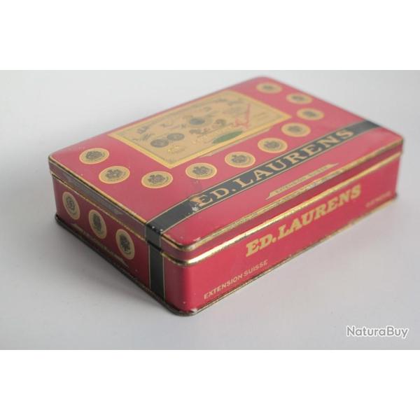 Boite a cigarettes ED. LAURENS Rouge Kh�dive Suisse t�le lithographi�e tabac