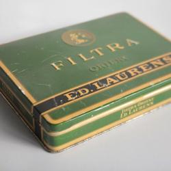 Boite a cigarettes t&ocirc;le lithographi&eacute;e ED. LAURENS Vert Filtra Orient tabac