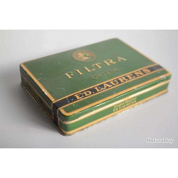 Boite a cigarettes t�le lithographi�e ED. LAURENS Vert Filtra Orient tabac