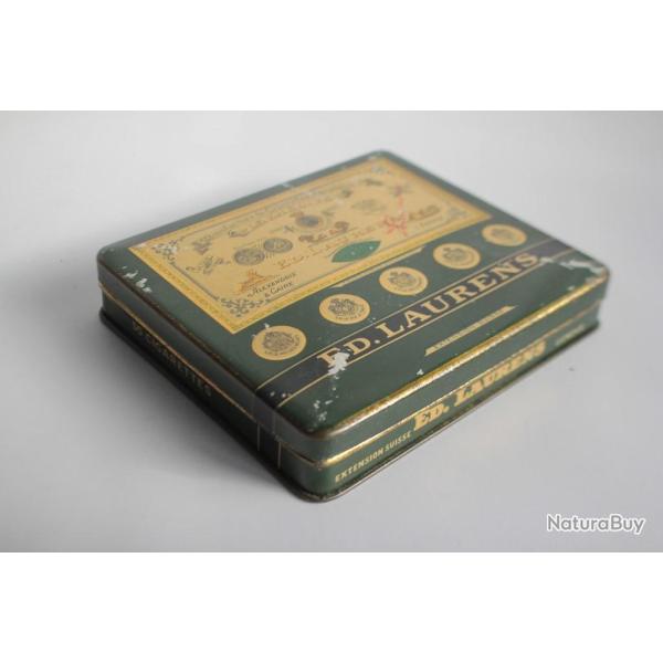 Boite a cigarettes ED. LAURENS Vert Kh�dive Suisse t�le lithographi�e tabac