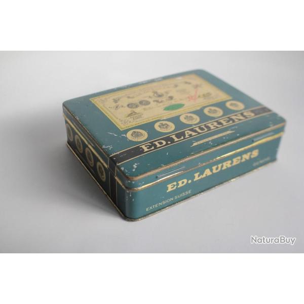 Boite a cigarettes ED. LAURENS Bleu Kh�dive Suisse t�le lithographi�e tabac