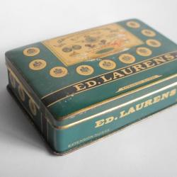 Boite a cigarettes ED. LAURENS Bleu Kh&eacute;dive Suisse t&ocirc;le lithographi&eacute;e tabac