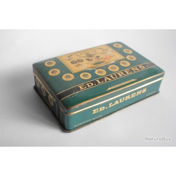 Boite a cigarettes ED. LAURENS Bleu Kh�dive Suisse t�le lithographi�e tabac