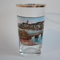 Ancien verre &eacute;maill&eacute; Souvenir Alte Rheinbr&uuml;cke Basel Suisse