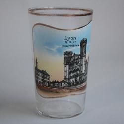 Ancien verre &eacute;maill&eacute; Souvenir Lyon Notre-Dame de Fourvi&egrave;res
