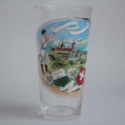 Ancien verre &eacute;maill&eacute; Souvenir Vaud Suisse Libert&eacute; et Patrie