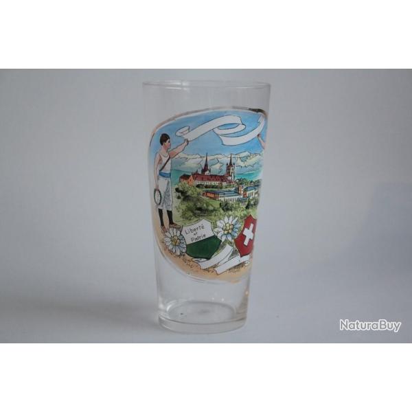 Ancien verre �maill� Souvenir Vaud Suisse Libert� et Patrie